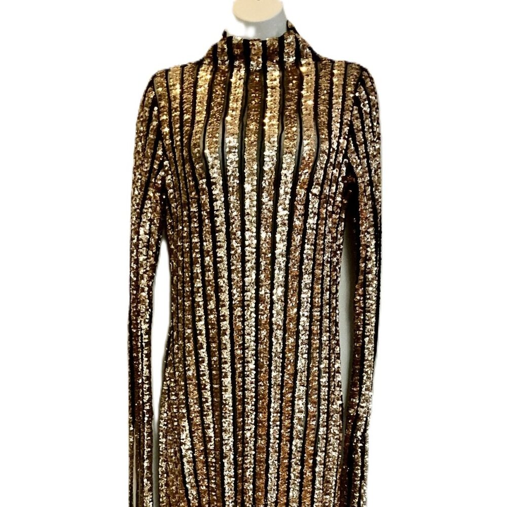 AGGI by Halewski  "Jasmine Golden Star" Sequin Dress Size L